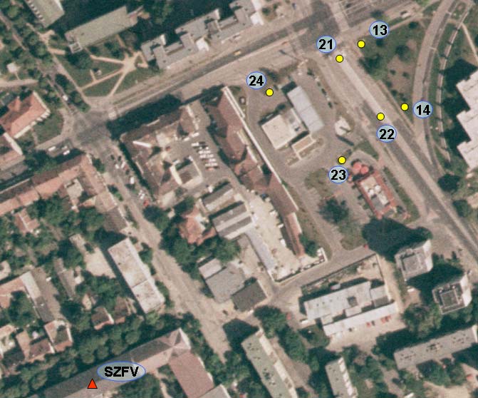 3.3. ábra. A székesfehérvári mikrohálózat A székesfehérvári munkaterület a GEO közvetlen közelében, a Lövölde út Budai út kereszteződésében helyezkedik (3.3. ábra).