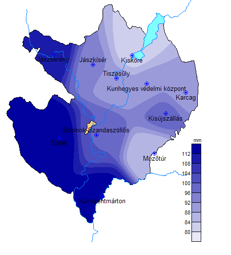 csapadékeloszlás a KÖTIVIZIG 11