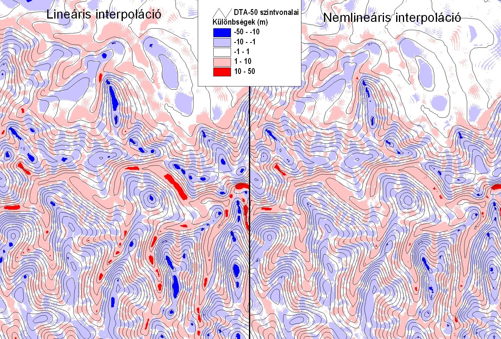 SRTM-bõl interpolált szintvonalak EOTR 1 : 10 000-es fõszintvonalak ~ 80 m 500 0 500 1000 1500 Meters 8. ábra: Szintvonalak összehasonlítása. SRTM EOV-10. Szintvonalköz 10 m.