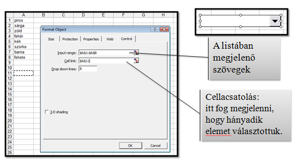 Vezérlők A vezérlők beszúrásához a Developer szalag Insert ikonjára kell kattintani. A Form Controls űrlap vezérlőelemei: * Gomb (Button): Olyan vezérlő, amelyet virtuálisan meg lehet nyomni.