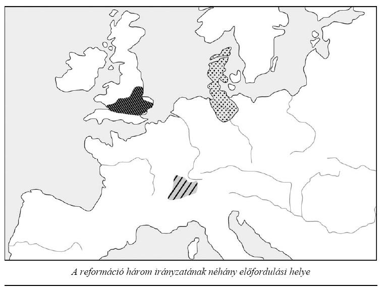 9.) A feladat a reformáció terjedésével kapcsolatos. Válaszoljon a kérdésekre a térkép és saját ismeretei segítségével!