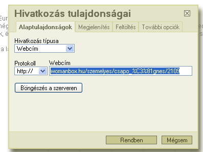 A táblázatban a neveket elláttuk hiperhivatkozással a honlap megfelelő lapjaira, amelyhez először nyitottunk egy új böngészőablakot, amelyeb behívtuk az oldalt.