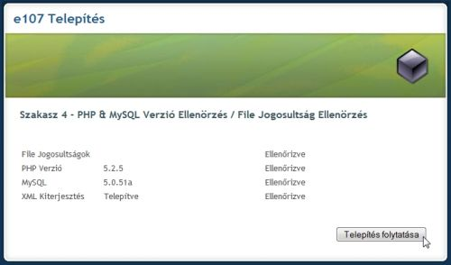 4. szakasz - PHP - MySQL Verzió Ellenőrzés / Fájl Jogosultság Ellenőrzés.