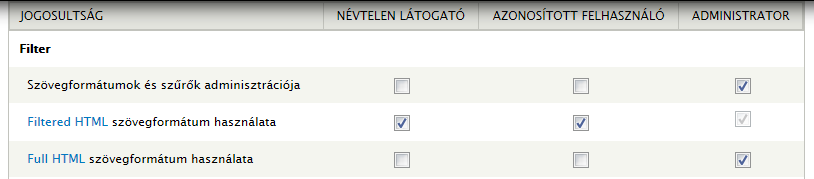 160. oldal 9. Az alaprendszer moduljai 9.4. ábra. A Contextual links modul jogosultsága 9.1.3. A Dashboard modul A Dashboard modullal az 5.3 fejezetben ismerkedtünk meg.