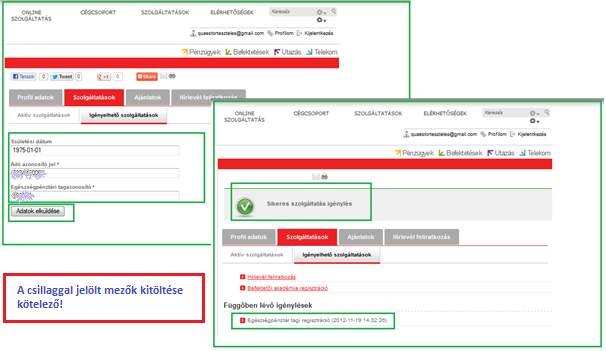 1.3 Regisztrációs folyamat Önkéntes nyugdíjpénztári online szolgáltatásra A Quaestor Egységes Regisztrációban megadandó adatok; - Vezeték név - Kereszt név - e-mail címe - Mobil telefonszám -