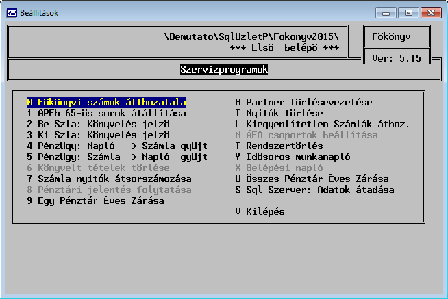 15.6. Szervizprogramok
