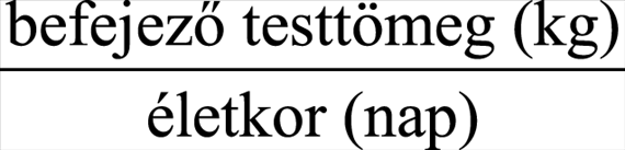 A gazdasági állatok értékmérő tulajdonságai 6 12 hónap között 0,6 Születéstől faggyú % 0,3 0,6 vágási % 0,2 0,4 hosszú hátizom területe 0,3 0,5 karajkeresztmetszet 0,5 12 hónapos korig 0,4