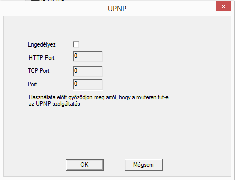 32. ábra Mobil felügyeleti beállítás [UPNP] Az UPNP szolgáltatással a DVR automatikusan meg tudja nyitni a számára szükséges portokat.