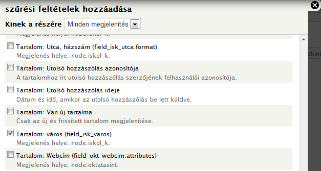 1. Jelenítsük meg szegedi iskolákat. A nézet illetve az oldal neve Szegedi iskolák lesz. Az elérési út /szegedisk lesz. A tervezett szűrő terve excelben: 3.