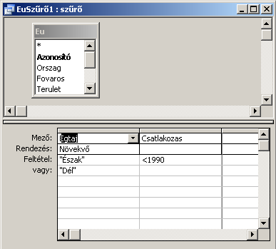 Szűrés irányítva Az irányított szűrés nagyban hasonlít az Excelben tanult szűréshez.