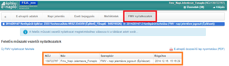 Kitöltött FMV nyilatkozat képernyőképe: Minden sorba kell információt megadni az adott kérdéshez, különben nem enged