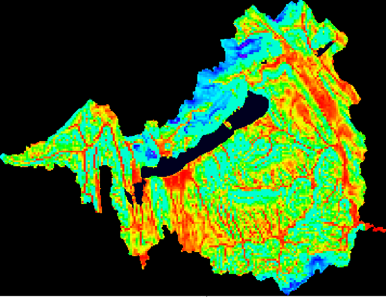 DIWA (DIistributed WAtershed) A vízgyűjtő leírásához szükséges adatok: digitális domborzati modell; felszín lejtése, felszíni összegyülekezési és vízfolyások hálózata, mederjellemzők (lejtése,