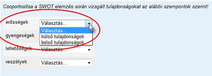 listából választhatóak ki. A legördülő lista elemeinek azaz a válaszoknak - nem feltétlenül kell megegyeznie a kérdések számával.