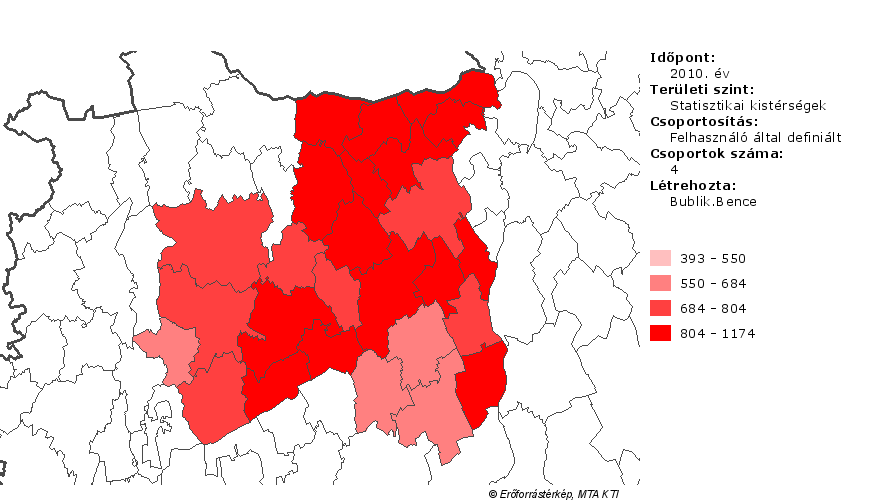 megegyezik. Azonban itt is megfigyelhető az egyenlőtlenség területiség, hogy Veszprém keleti és a Balatonhoz közelebbi térségeiben magasabb a jövedelem. 6.9.
