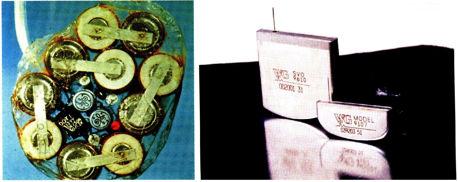 8. ábra. Régi (Zn-HgO) és új (Li) pacemaker-elemek 9. ábra. A régi és az új elemek élettartamának összehasonlítása A tüzelőanyag-cellák Az alapjelenséget Grove és Schönbein (10.