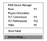 Indítsa el a A Cubase LE 4-et (Start menü, Lexicon) 3. Ha egy figyelmeztető ablak jelenik meg kattintson az OK gombra. 4. Ha már fut a Cubase, válassza a Devices menüből a Device Setup menüpontot.