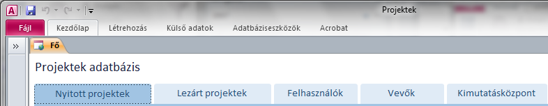 Az egyes szalagok között a szalagfülekre kattintva válthatunk. Az Office 2010 programok szalagjaiban csak a leggyakrabban használt parancsok jelennek meg.
