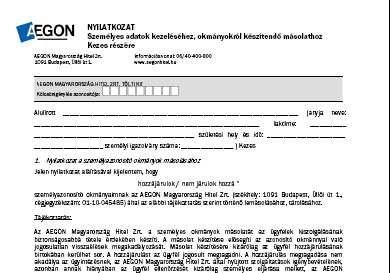 Nyilatkozat - Kezes Hozzájárulás a