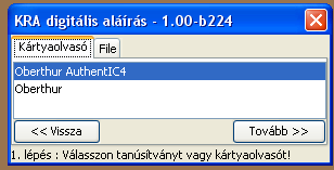 A jelszó megadása után az OK gomb megnyomására a program aláírja az üzenetet és elküldi a KRA-ba.