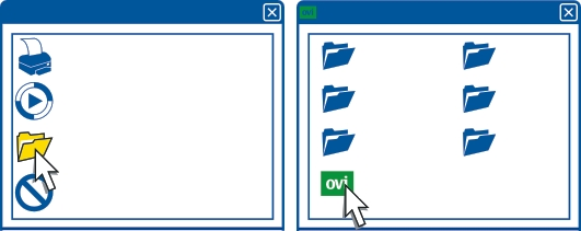 A Nokia Ovi Suite programcsomag telepítése a számítógépre 21 Windows XP vagy Windows Vista operációs rendszer használata esetén változtassuk a készülék USB-módját Tárolóhely értékre.