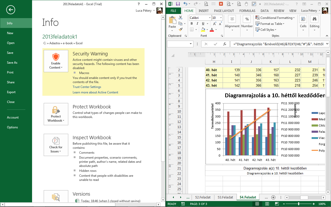 76 2013-as Excel újdonságok 2013-as Excel újdonságok A 2013-as Excel változat újdonságait a korábbiakhoz hasonlóan az új lehetőségek, a hatékonyabb egyéni és közösségi munkavégzés szempontjai szerint