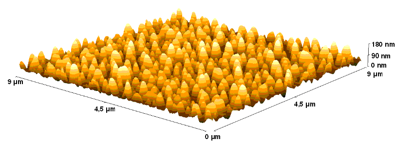 Stimulált térfogatváltozások vizsgálata amorf kalkogenid rétegekben és nanostruktúrákban 36 3.6. ábra. Az előállított ANR AFM-mel készült háromdimenziós felvétele.
