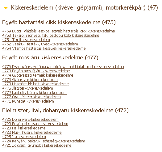 Tevékenységek Egységes Ágazati Osztályozási Rendszere