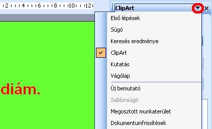 ClipArt képek használata A ClipArt gyűjteményben sok olyan ábrát találunk, amelyeket felhasználhatunk bemutatónk elkészítésénél.