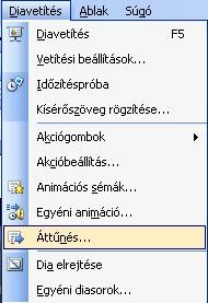 Animáció Áttűnések Az eddig tanultak alapján már el tudunk készíteni egy szép, igényes prezentációt. A prezentációs programnak van egy olyan funkciója, amivel még szebb bemutatókat lehet készíteni.