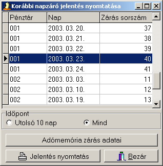 I I. P É N Z T Á R I J E G Y É R T É K E S Í T É S II.4 Adómemória-mőveletek A Jegymester Pénztár programmal az alábbi, adómemóriára vonatkozó mőveleteket lehet elvégezni. II.4.1.
