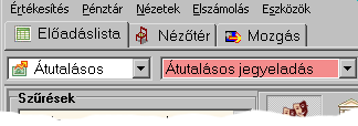 I I I. 2 Á T U T A L Á S O S É R T É K E S Í T É S 3) A mozgástípusok közül válassza az Átutalásos jegyeladást! 4) Jelölje ki a jegyeket! 5) Kattintson a Mozgás fülre! 6) Itt meg kell adnia Vevıt.