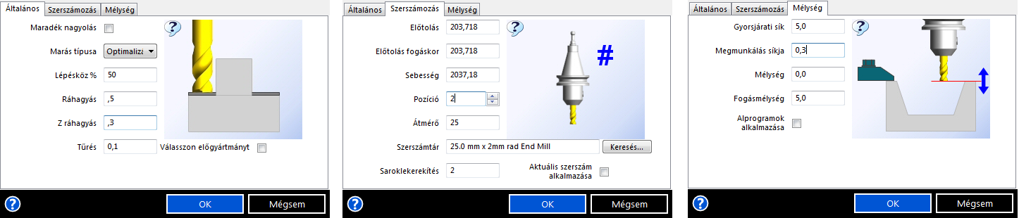 Amint kiválasztottuk az utasítást, meg kell adnunk a geometriát a megmunkáláshoz.