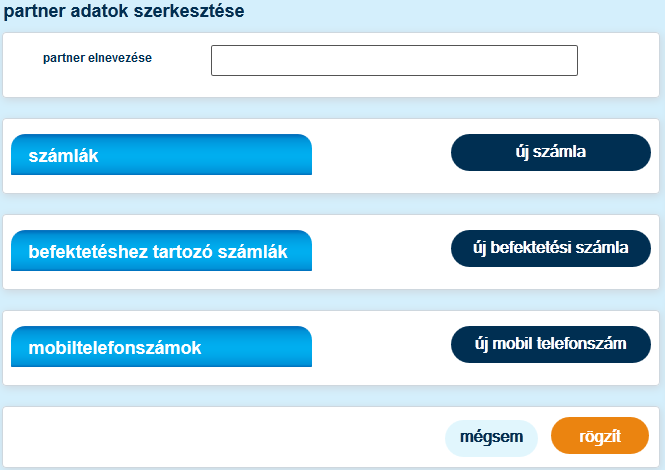 Adja meg az új partner elnevezését! Új számlapartner rögzítéséhez kattintson az gombra.