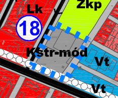 területen az árok határának pontosítása a valós határok figyelembevételével A 401 hrsz. területen szabályozási vonal feltüntetése A Székely u. és Csolnak u.