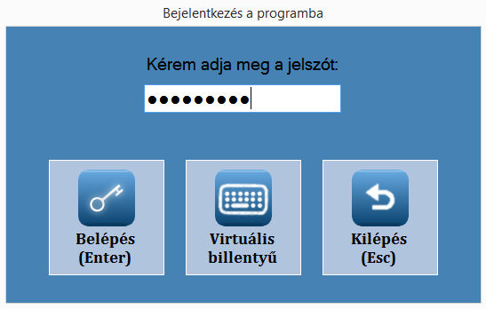 (lásd: beállítások, jelszavak) Főablak A program úgy lett kialakítva, hogy az érintő képernyővel, egérrel, billentyűzettel valamint vonalkód olvasóval is kényelmesen használható legyen.