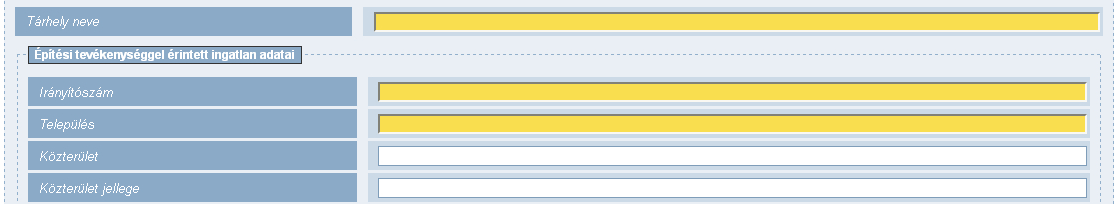 Ügyfelek számára Az illusztráció felső soraiba ( Tárhely neve és Irányítószám ) manuálisan lehet és kell beírni az adatot. Amit beírunk, az kerül a mezőbe.