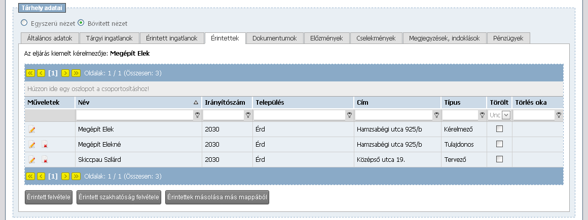 Ügyfelek számára A Betekintők gomb lenyomása után a BETEKINTŐ JOGOSULTSÁG KEZELÉSE képernyőre jutunk (ennek leírását ld. 9. Betekintés, hozzáférés biztosítása című fejezetben).