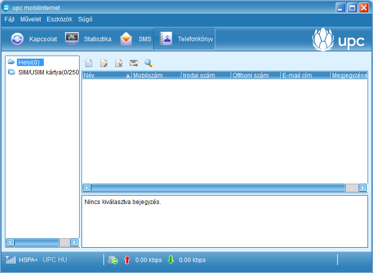 3.3.4. Telefonkönyv funkcó A upc mobilinternet program segítségével lehetőség nyílik kontakt adatok mentésére és megtekintésére.