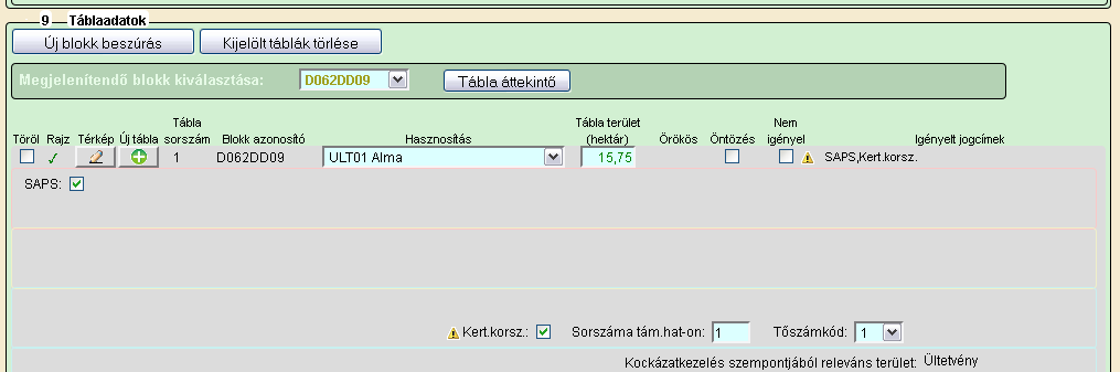 ki. A mezőben a megvalósított ültetvényt jellemző tőszámkódot kell kiválasztani akkor is, ha ez eltér a támogatási határozatban szereplő tőszámkódtól.