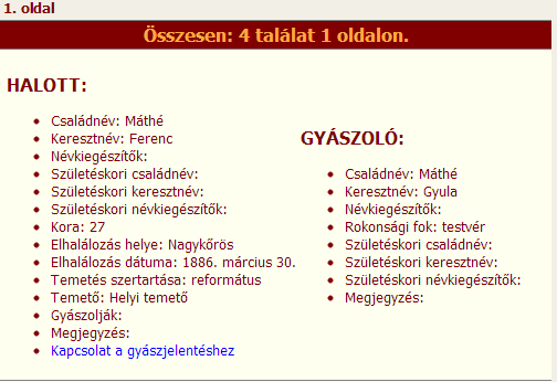 OSZK - GYÁSZJELENTÉSEK ADATBÁZISA A gyászjelentésekben