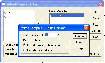 49. ábra: Analyze/Compare Means/Paired-Samples T-test, szignifikanciaszint 11.3.3 Kétmintás T-próba 50.