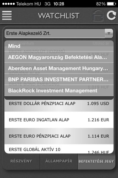 Befektetési jegyek és állampapírok Befektetési jegyekkel és állampapírokkal a Watchlist-en keresztül kereskedhet.