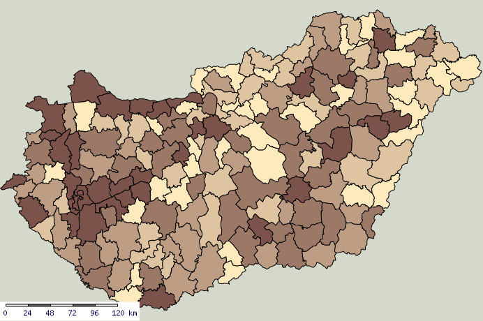 magánszálláshelyeken gyorsan nő a belfödi turisták aránya (2007-ben már 70% felett volt, miközben az ezredfordulón még csak 50%) A vendégéjszakák számának változása a magánszálláshelyeken