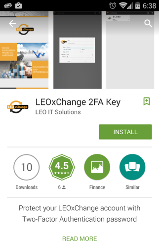 készülékeden) vagy az App Áruházat App Store (ios készülékeden). LEOxChange 2FA Key -t.