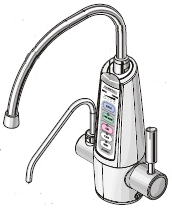 Üzemeltetés 7. Ionizált lúgos víz vétele 1. Nyomja meg az ALKALINE gombot a vezérlőpanelen az 1, 2, 3. szintű, vagy intenzíven lúgos vízminőség kiválasztásához. Nyissa ki a csaptelepet.