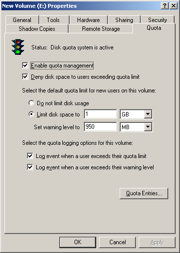! Kiszolgáló a hálózatban Windows Server 2003 R2 A következő leírás a hagyományos, R2 előtti kvótarendszerre vonatkozik.
