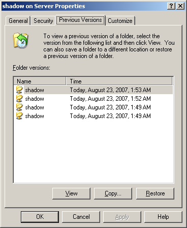 A kiszolgálók alapszolgáltatásai Régebbi ügyfélrendszerek esetén az árnyékmásolat szolgáltatás használatához szükség van a megfelelő ügyfélszoftver telepítésére is, de a Windows XP és Windows Vista