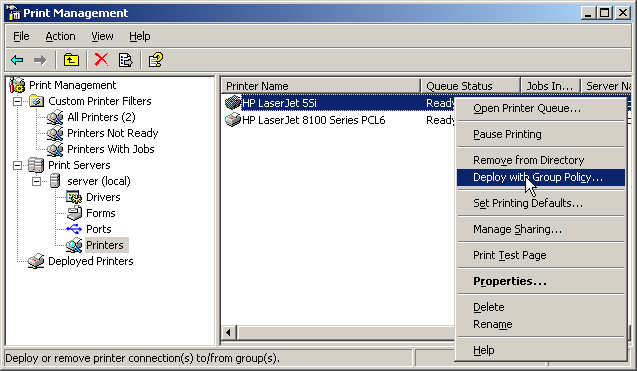 A kiszolgálók alapszolgáltatásai A Nyomtatáskezelő konzol használata Ebben a screencastban a Windows Server 2003 R2 nyomtatókkal kapcsolatos új és széleskörűen használható komponensét, a
