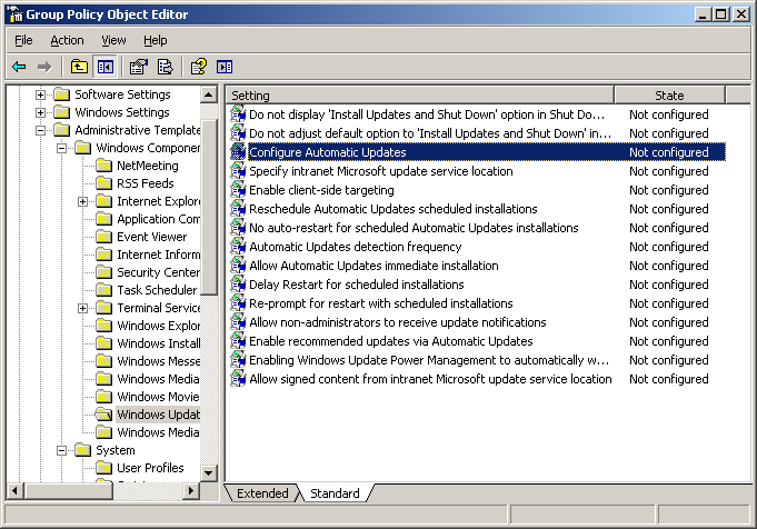 Kiszolgáló a hálózatban Windows Server 2003 R2 Notify for download and notify for install (Értesítsen a frissítések letöltése előtt, és értesítsen újra a telepítés megkezdése előtt) ebben az esetben