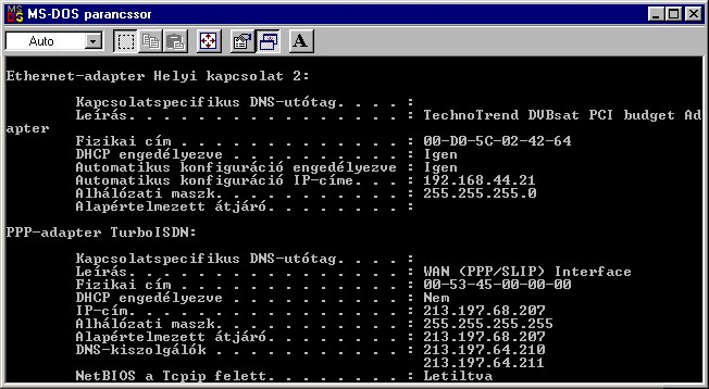 13. oldal Windows 2000 operációs rendszernél egy DOS ablakot kell megnyitni (Start Programok Kellékek Parancssor).